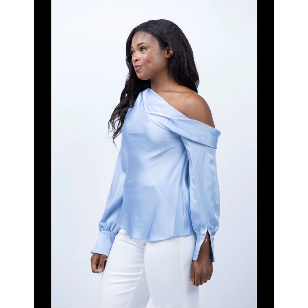 🌸 Johnathan Simkhai Sky Blue One Shoulder Top Size XS
